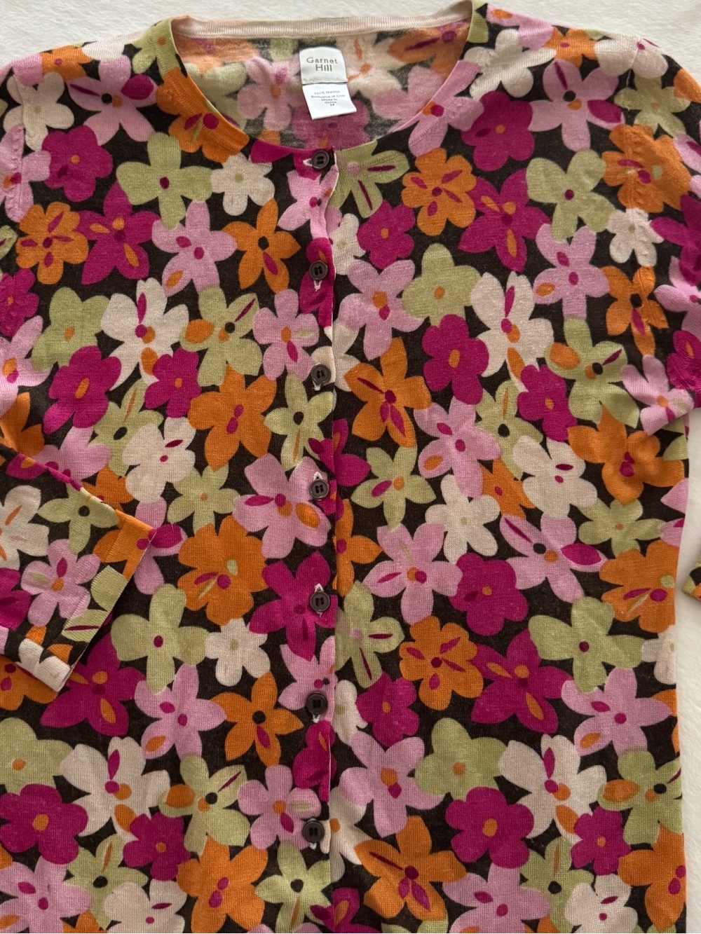 Garnet Hill Floral Button-Front cardigan